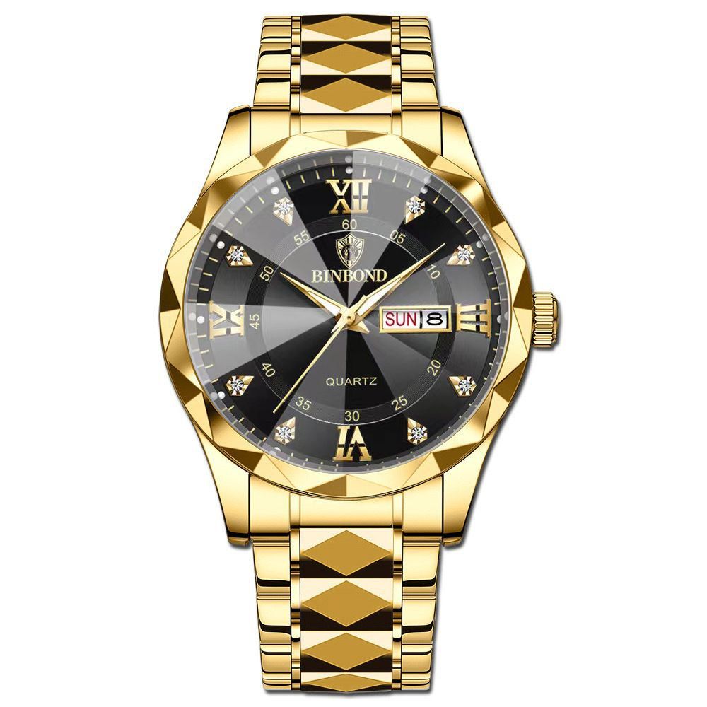 ساعت بین باند مردانه قاب الماسی شب نما و بند استیل