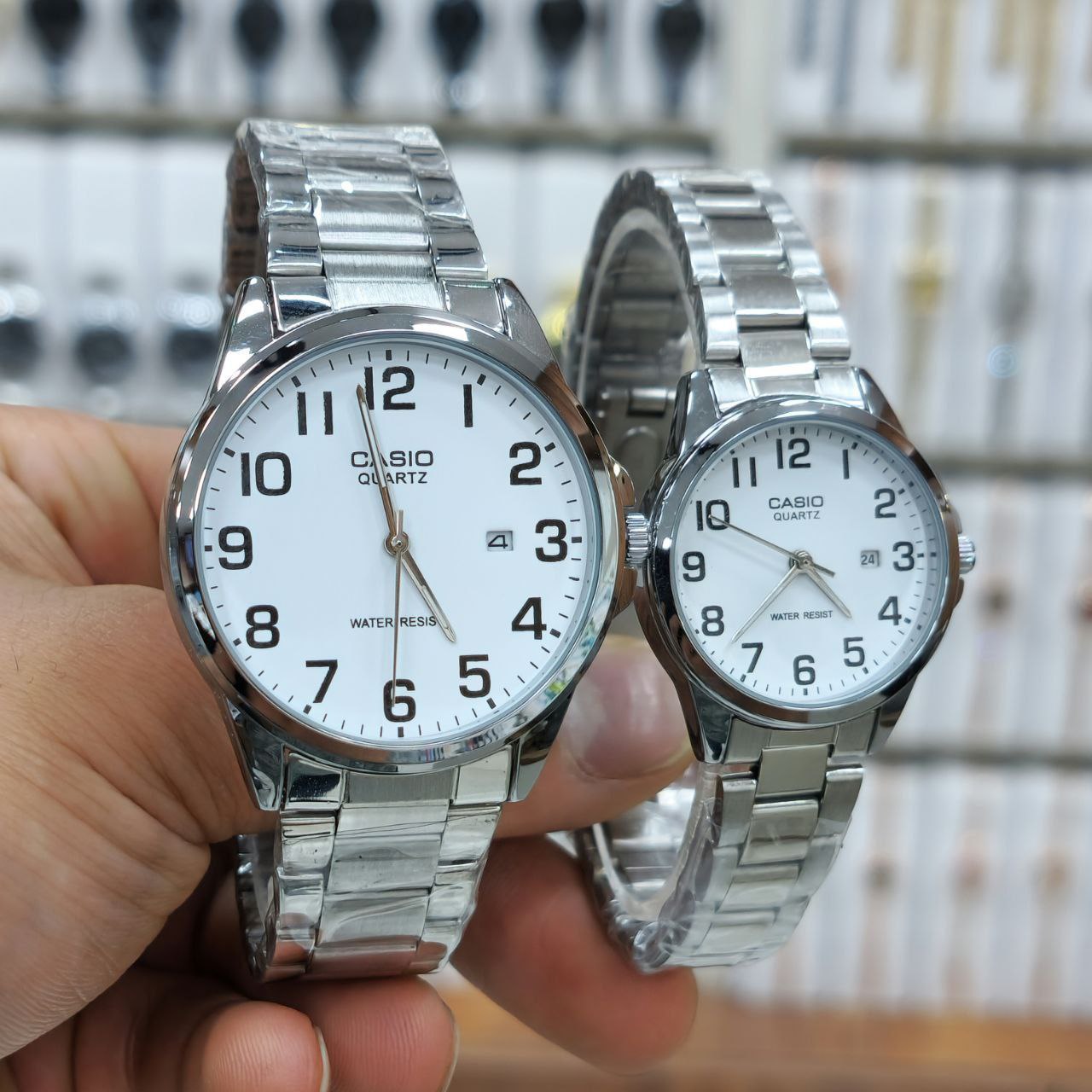 ست ساعت زنانه و مردانه برند کاسیو casio مقاوم در برابر آب و رنگ ثابت