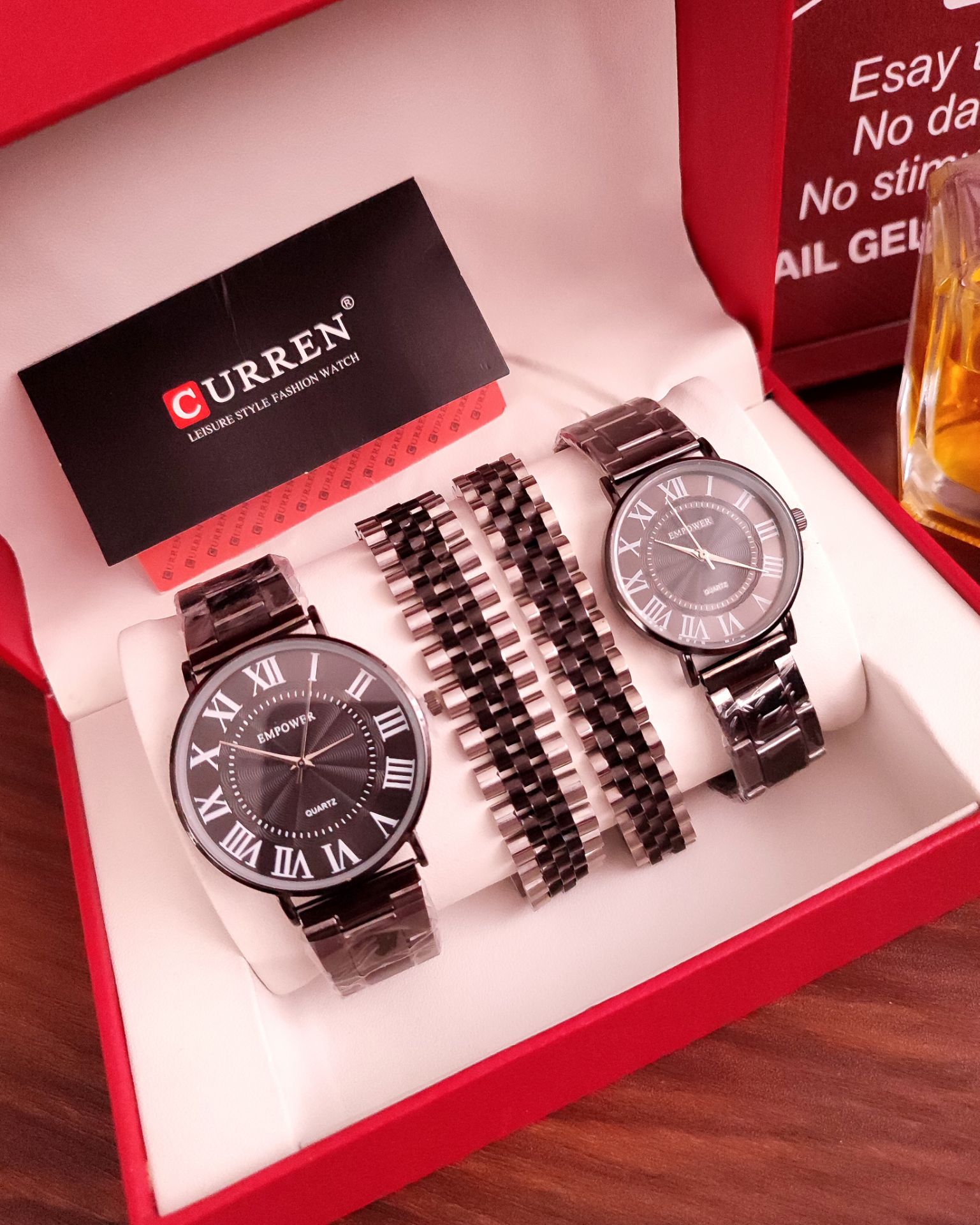 ست ساعت مردانه و زنانه مارک امپاورطرح عدد رومی به همراه دستبند ست رولکسی