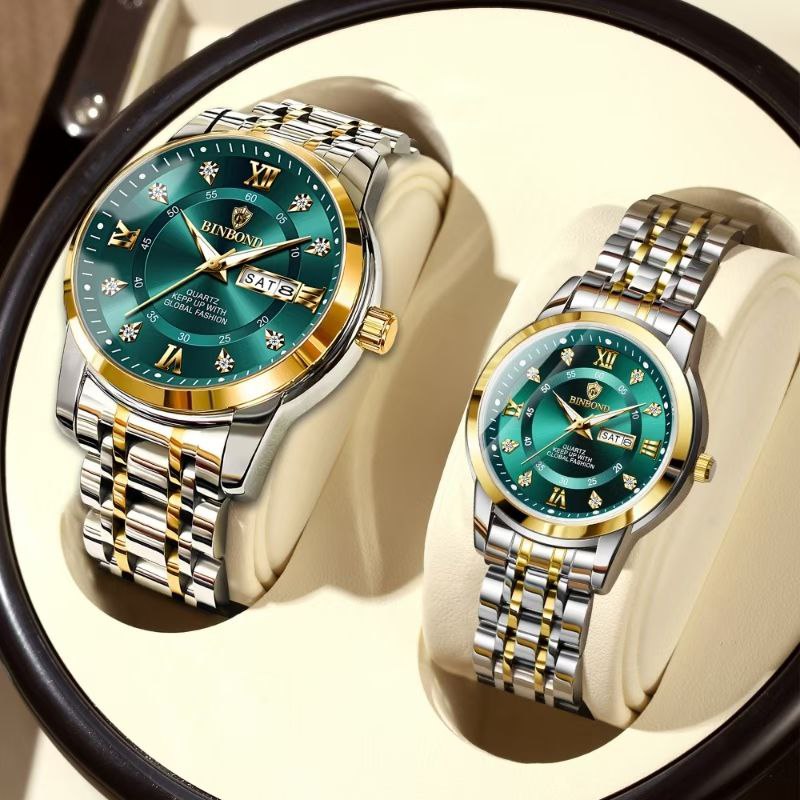 ⌚️ست ساعت بین باند مدلی نو   مقاوم دربرابر آب برندشرکتی دارای روز شمار  ایام هفته  بند استیل فولاد شیشه سافایر  شب نما قفل دو پروانه  موتور کوارتز