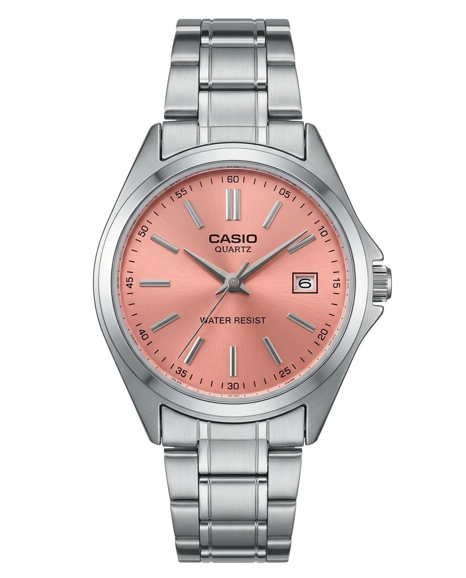کد 2605 زنانه قفلی برند کاسیو CASIO         طراحی خاص دارای روز شمار  ضد آب رنگ ثابت با کیفیت  قفل کلیپسی  موتور کوارتز بند فلزی توپر