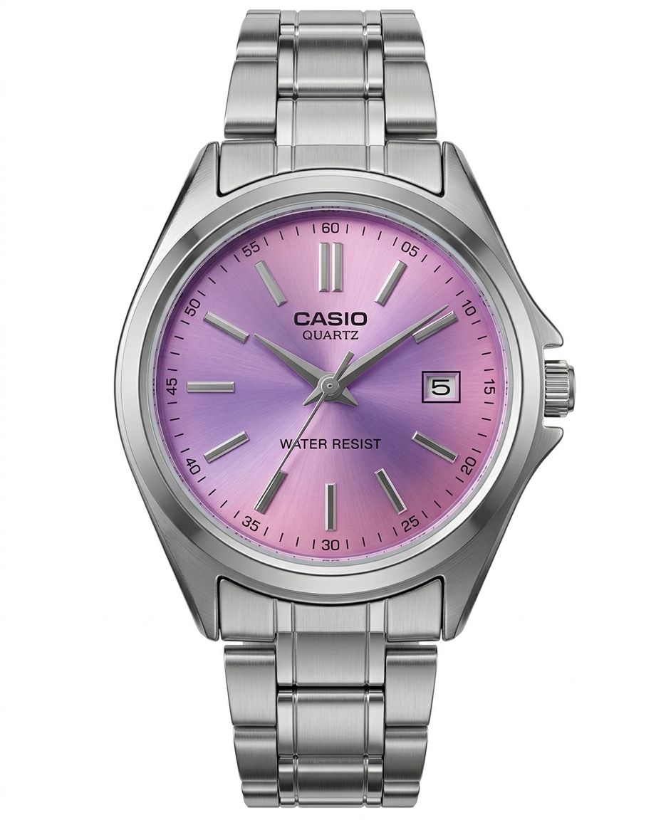 کد 2607 زنانه قفلی برند کاسیو CASIO         طراحی خاص دارای روز شمار  ضد آب رنگ ثابت با کیفیت  قفل کلیپسی  موتور کوارتز بند فلزی توپر