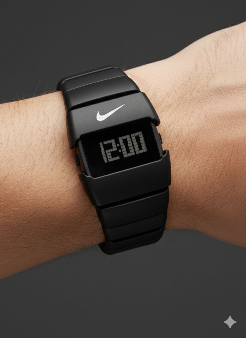 کد 2106 مردانه برند NIKE   قفل پروانه ای  باکیفیت  طراحی خاص و زیبا صفحه مشکی  اعداد دیجیتالی