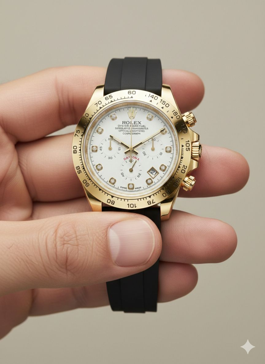 کد 2261 مردانه برند ROLEX  سه موتوره فعال  قاب کربنی  قفل رولکسی( دو قفل ) بنداستیل  دارای روزشمار  شيشه کریستال تاچیمتر