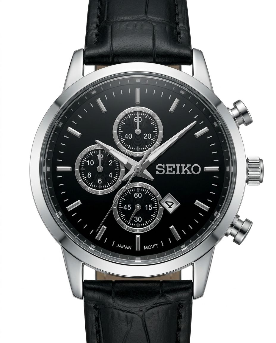 کد 2732 زنانه چرمی برند سیکو SEIKO        طراحی خاص طرح کورنو  دارای روز شمار  با کیفیت قفل سگگی  موتور کوارتز بند چرم