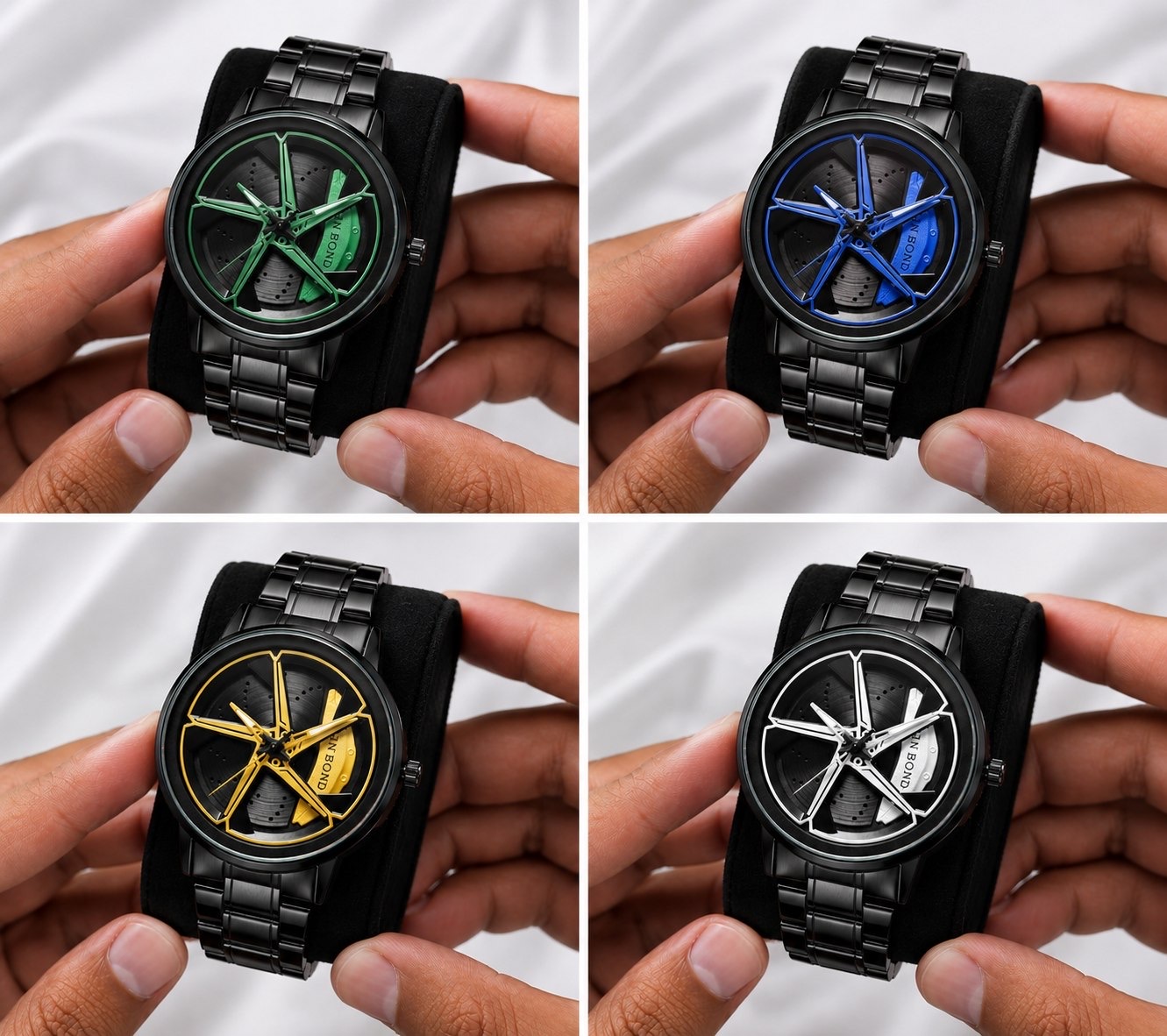 binbond   ⌚️ Sport watch      طراحی متفاوت برای کسایی که ساعت معمولی نمی‌پسندن 😎    ♤بین باند اسپرت برای آقایان   ساعت رینگی قفل کلیپسی   موتورکوارتز  بند استیل مشکی خاص وجذاب